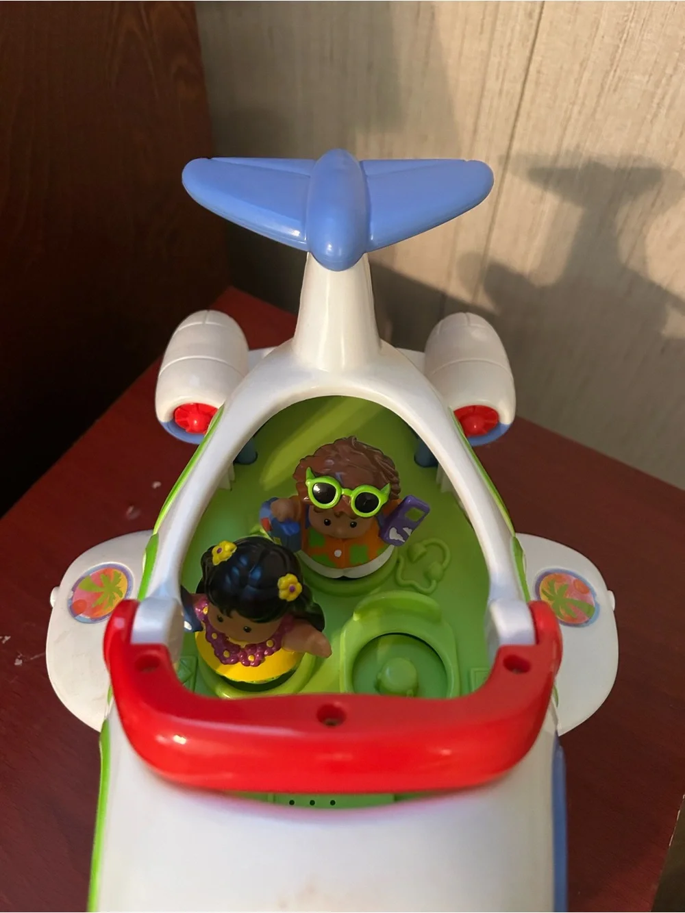 Fisher-Price White, Blue, Red Kids Airplane Toy with Pilot